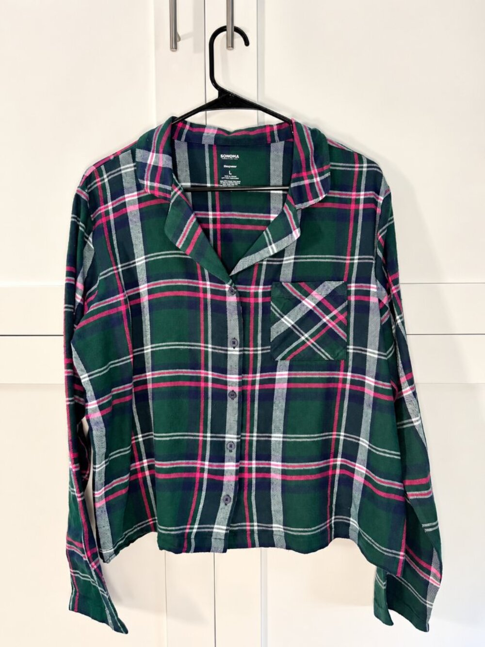 Sonoma Goods for Life | Plaid Button-Up Sleepwear Top - Size Large